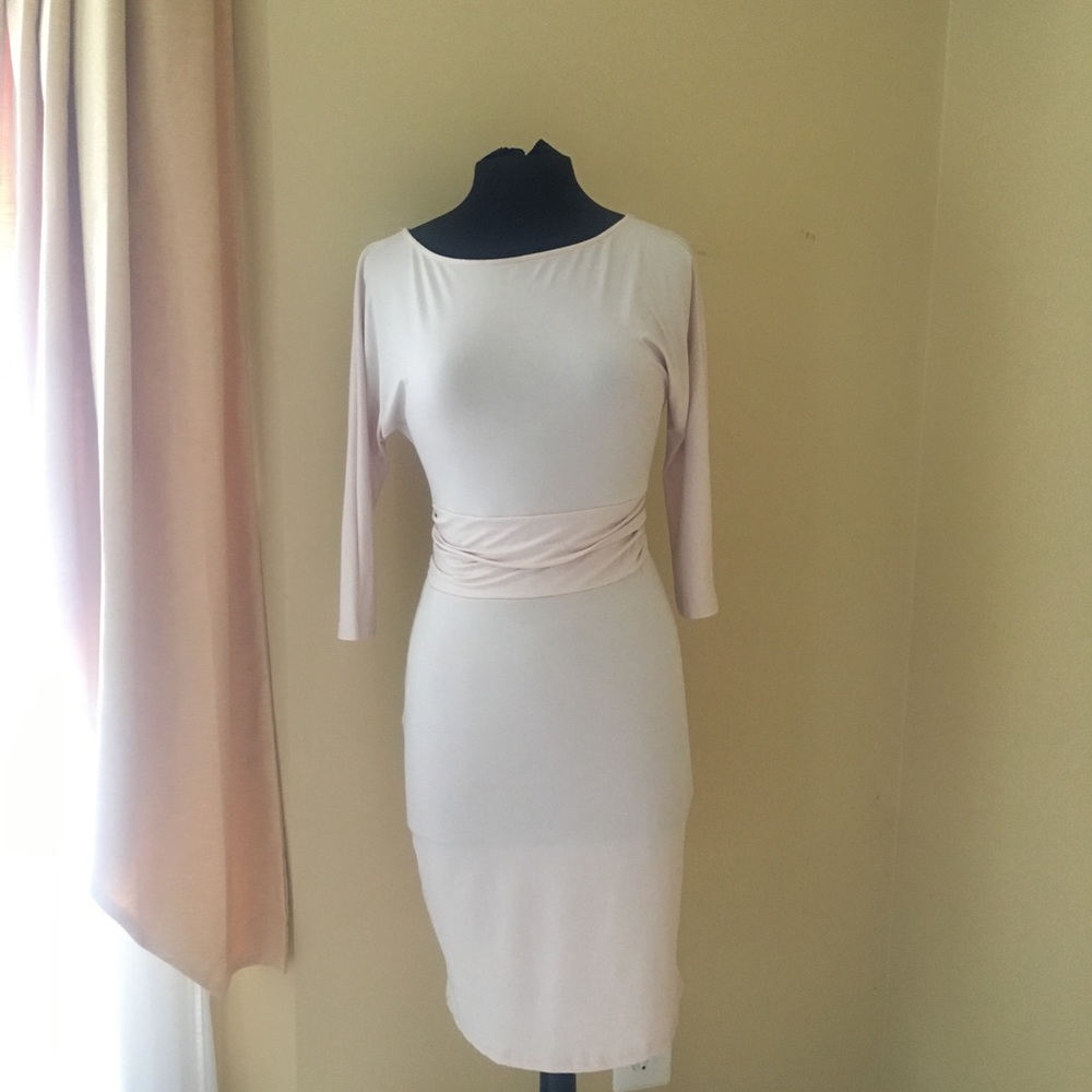 Midi cream dress by FashionMia